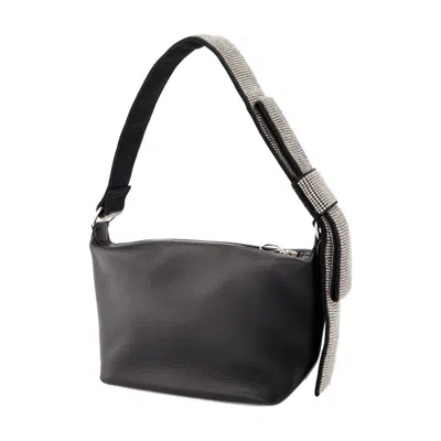 Kara Black Nappa Leather Shoulder Bag In Blackwhite