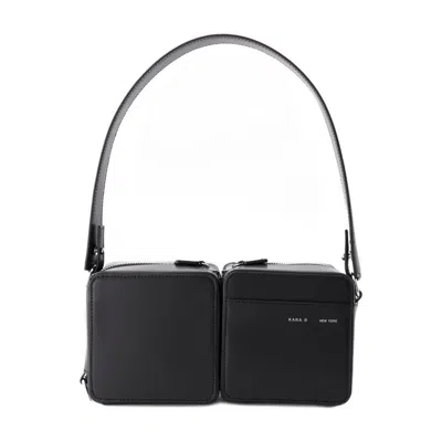 Kara Leather Shoulder Bag In Black