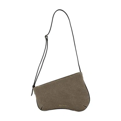 Manu Atelier Mini Curve Hobo Bag In Gray