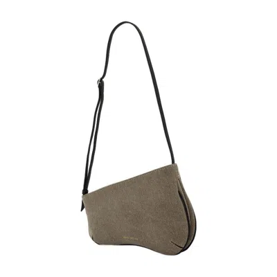Manu Atelier Mini Curve Hobo Bag In Gray
