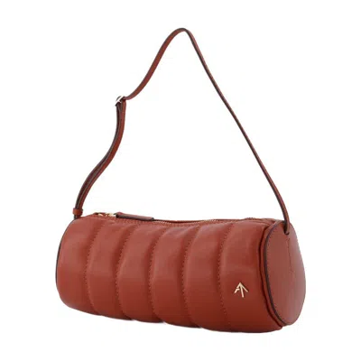 Manu Atelier Padded Cylinder Bag In Red Leather In Red