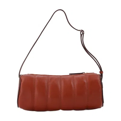 Manu Atelier Padded Cylinder Bag In Red Leather In Red