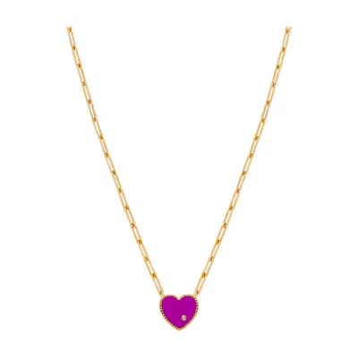 Yvonne Léon Small Solitary Heart Necklace In 9 Carat Gold And Diamonds In Gold