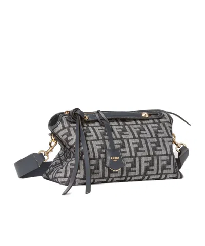Fendi By The Way Soft Medium Bag In Ff Jacquard With Denim Effect Women In Blue