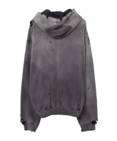 Miharayasuhiro Hooded Sweatshirt With Distressed Finish And Front Pockets In Gray