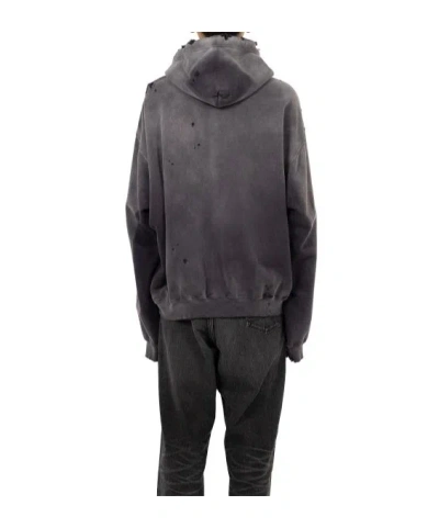 Miharayasuhiro Hooded Sweatshirt With Distressed Finish And Front Pockets In Gray