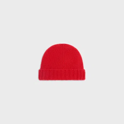 Celine Triomphe Beanie In Cashmere And Silk In Red