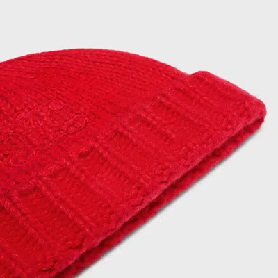 Celine Triomphe Beanie In Cashmere And Silk In Red