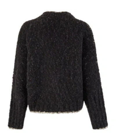 D Exterior Cardigan With Geometric Pattern In Black