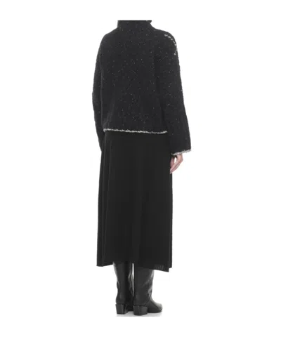 D Exterior Cardigan With Geometric Pattern In Black