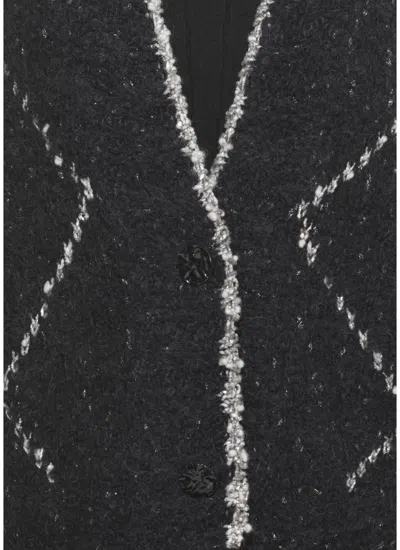 D Exterior Cardigan With Geometric Pattern In Black