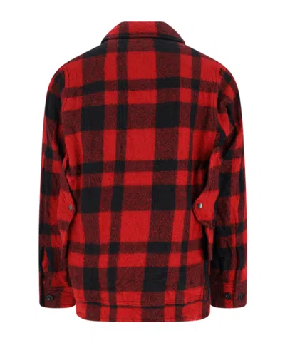 Junya Watanabe Checked Press-stud Shirt Jacket In Red