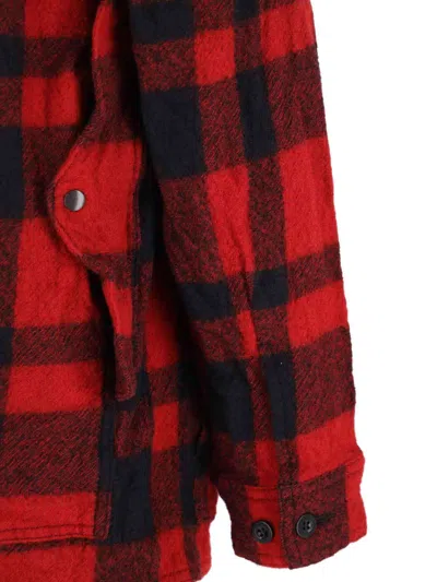 Junya Watanabe Checked Press-stud Shirt Jacket In Red
