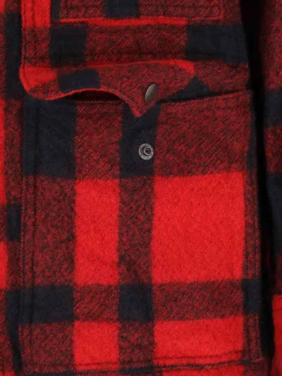 Junya Watanabe Checked Press-stud Shirt Jacket In Red