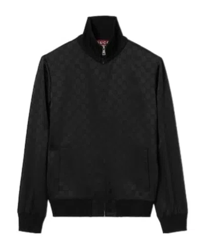 Gucci Monogram-patterned Zip-up Sweatshirt In Black