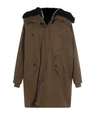 Dolce & Gabbana Hooded Jacket With Button Accents And Pockets In Green