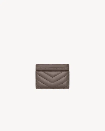 Saint Laurent Leather Cassandre Card Holder In Brown