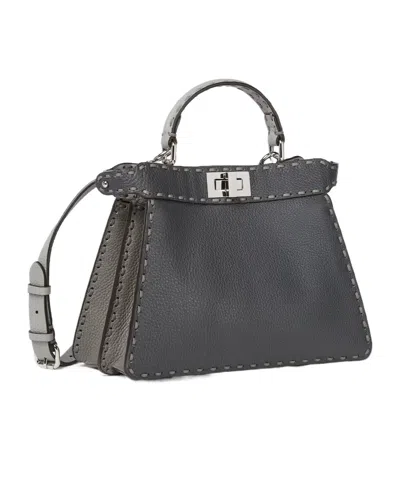 Fendi Small Peekaboo Iseeu Selleria Stitching Tote Bag In Black