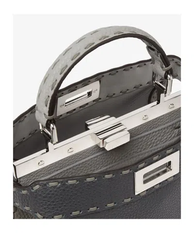 Fendi Small Peekaboo Iseeu Selleria Stitching Tote Bag In Black