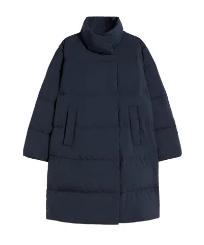 Weekend Max Mara Tenuta Hooded High-neck Coat In Blue