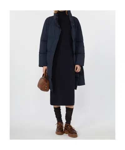 Weekend Max Mara Tenuta Hooded High-neck Coat In Blue