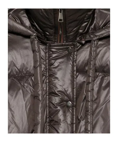 Antonelli Cropped Brown Puffer Jacket With High Collar In Black