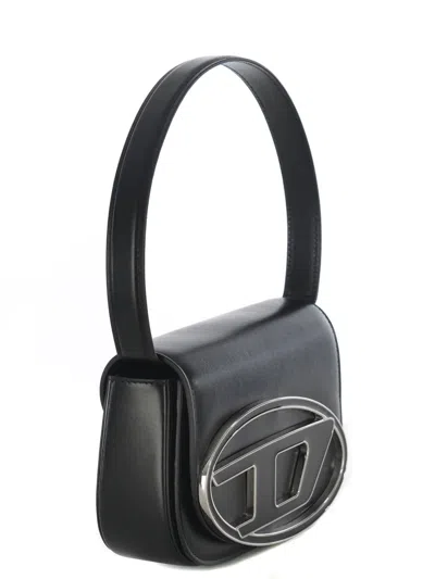 Diesel Rectangular Leather Shoulder Bag With Single Handle In Black