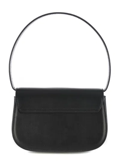 Diesel Rectangular Leather Shoulder Bag With Single Handle In Black