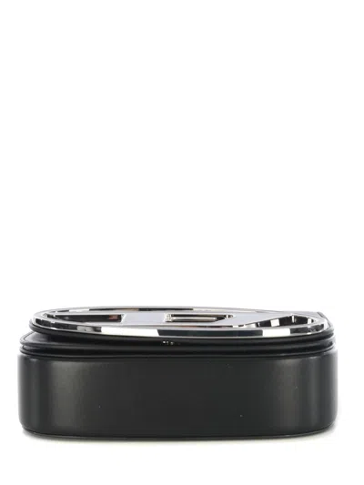 Diesel Rectangular Leather Shoulder Bag With Single Handle In Black