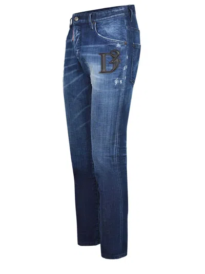 Dsquared2 Distressed Blue Denim Jeans With Concealed Fly In Blue