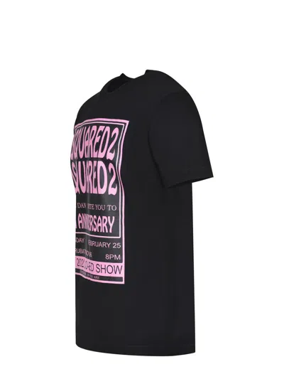 Dsquared2 Black T-shirt With 30th Anniversary Pink Print In Black