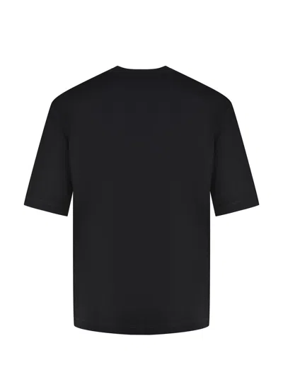 Dsquared2 Loose Fit Tee Logo Dsq2 Milano Sbiadito Effetto Texture Jersey Di Cotone T-shirt In Black