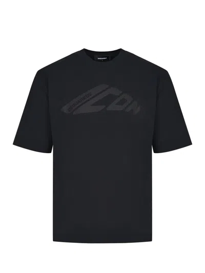 Dsquared2 Logo Crew Neck Cotton T-shirt In Black