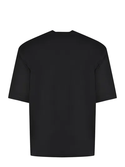 Dsquared2 Men Black Crewneck T-shirt With Logo Lettering On The Front In Cotton Man In Black