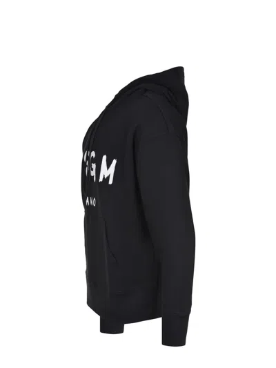 Msgm Logo-print Drawstring Hoodie In Black