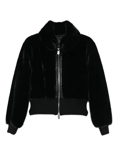Pinko Bomber En Fourrure Synthétique In Black