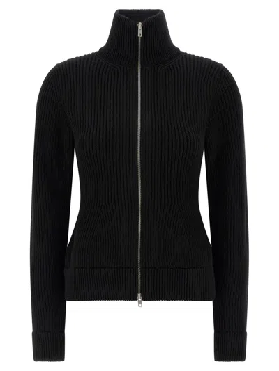 Maison Margiela Black Wool Zip-up Cardigan In Black