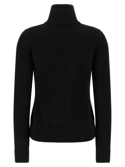 Maison Margiela Black Wool Zip-up Cardigan In Black