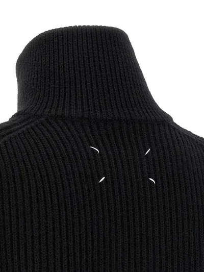 Maison Margiela Black Wool Zip-up Cardigan In Black