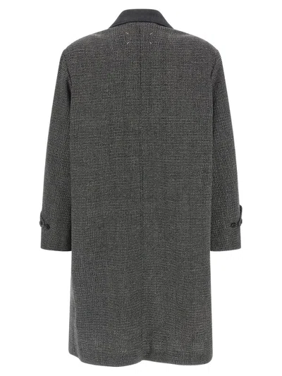 Maison Margiela Single-breasted Black/white Wool Blend Coat In Multi