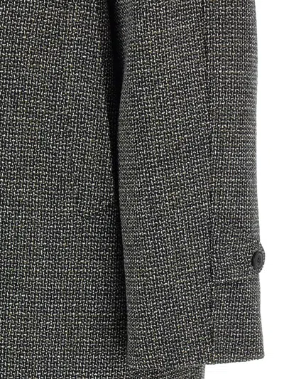 Maison Margiela Single-breasted Black/white Wool Blend Coat In Multi