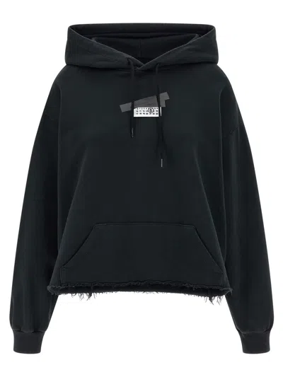 Mm6 Maison Margiela Casual Hoodie Featuring Tape Detail In Black