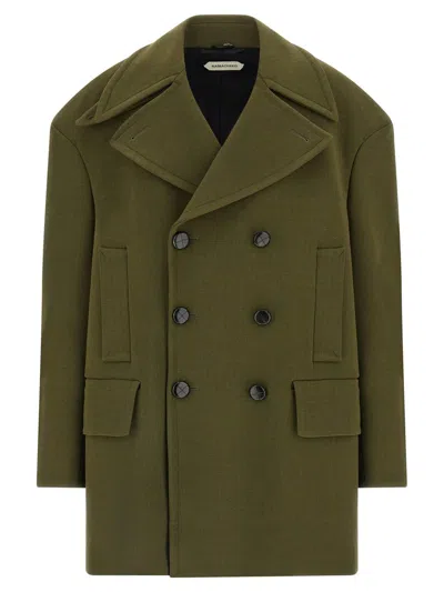 Namacheko Double-breasted Coat Featuring Structured Shoulders In Green