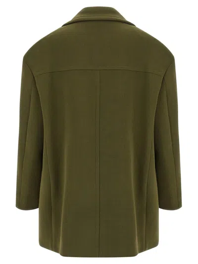 Namacheko Double-breasted Coat Featuring Structured Shoulders In Green