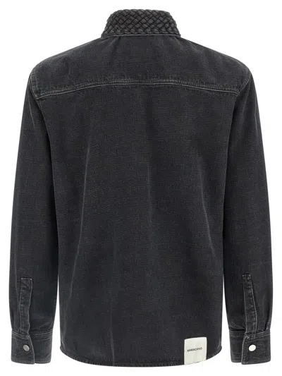 Namacheko Braided Long Sleeve Shirt With Quilted Collar In Black