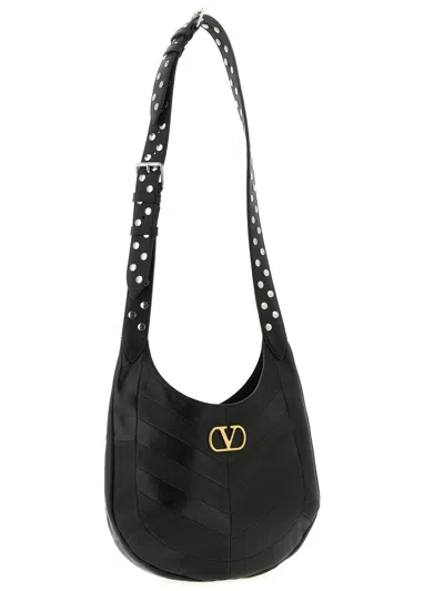 Valentino Hoboho Small Shoulder Bag With Studded Strap In Black