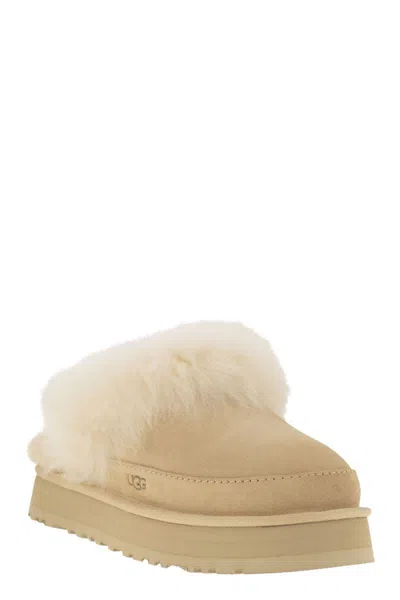 Ugg Chalet Beige Ankle Boots With Fur Design In Suede Woman In Multi