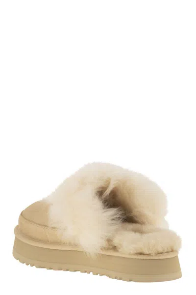 Ugg Chalet Beige Ankle Boots With Fur Design In Suede Woman In Multi