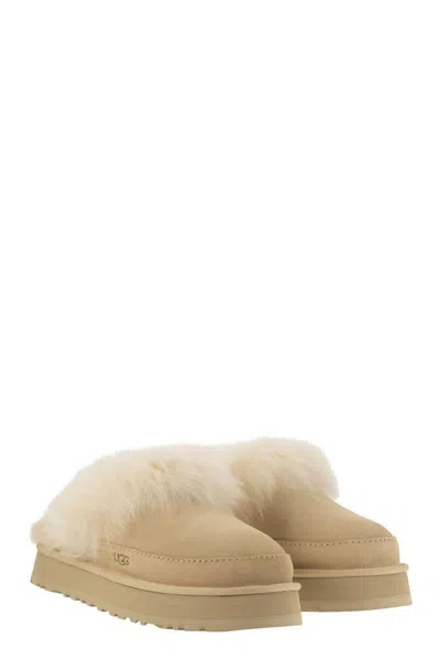 Ugg Chalet Beige Ankle Boots With Fur Design In Suede Woman In Multi