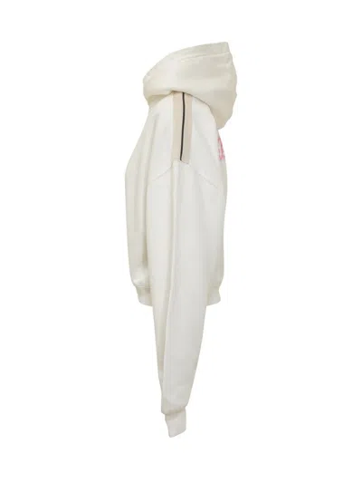 Palm Angels White Sweatshirt With Pink Embroidered Logo